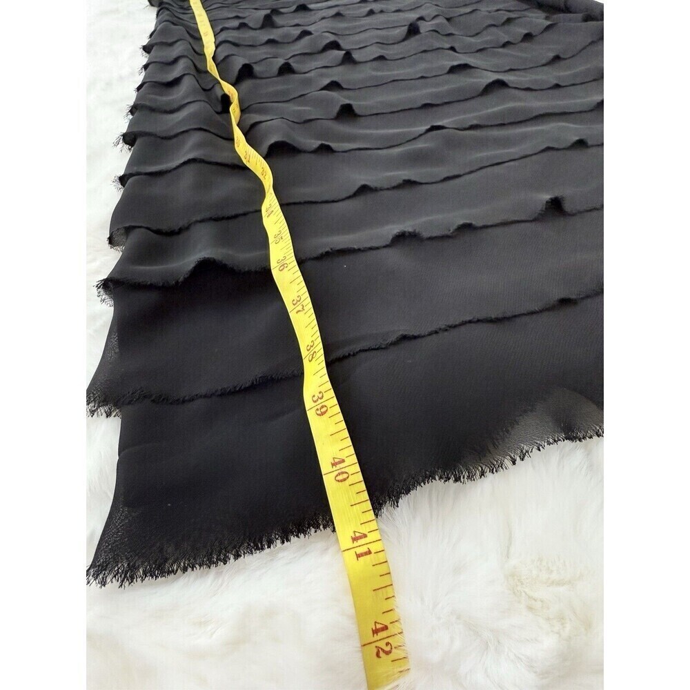 London Times Womens Size 16 Black Ruffle Tiered Raw Hem Cocktail Shift D… - Picture 8 of 15